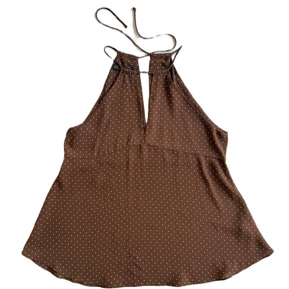 Zara Basic Brown White Polka Dot Sleeveless blouse XS - Picture 3 of 9